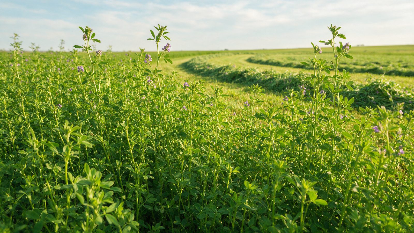 Thick alfalfa stand starting to bloom