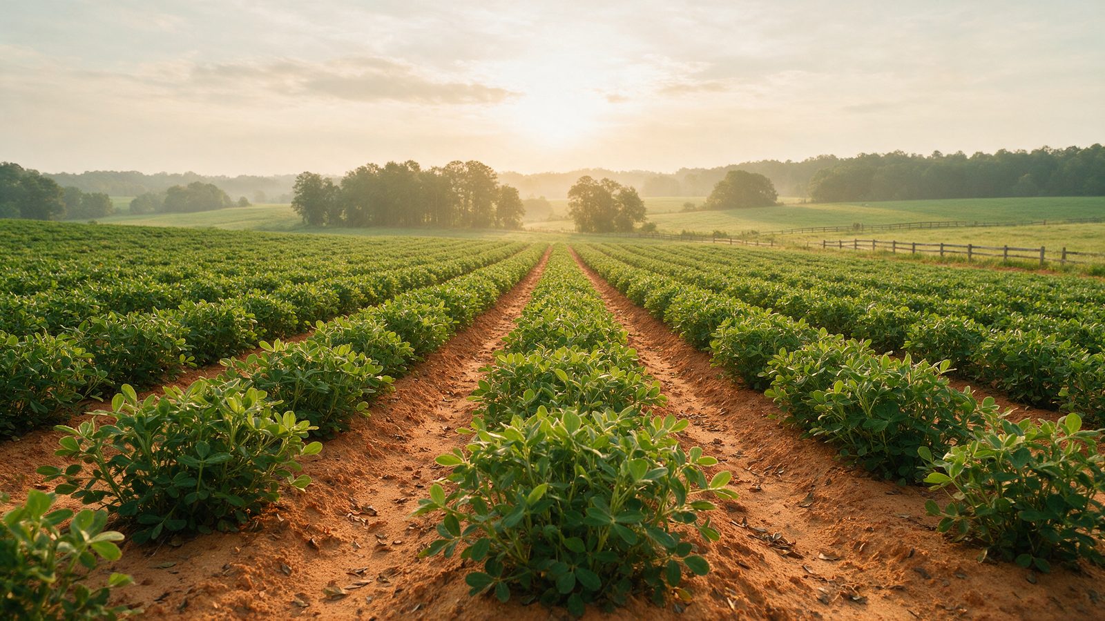 Peanut rows in sandy Southeast soil